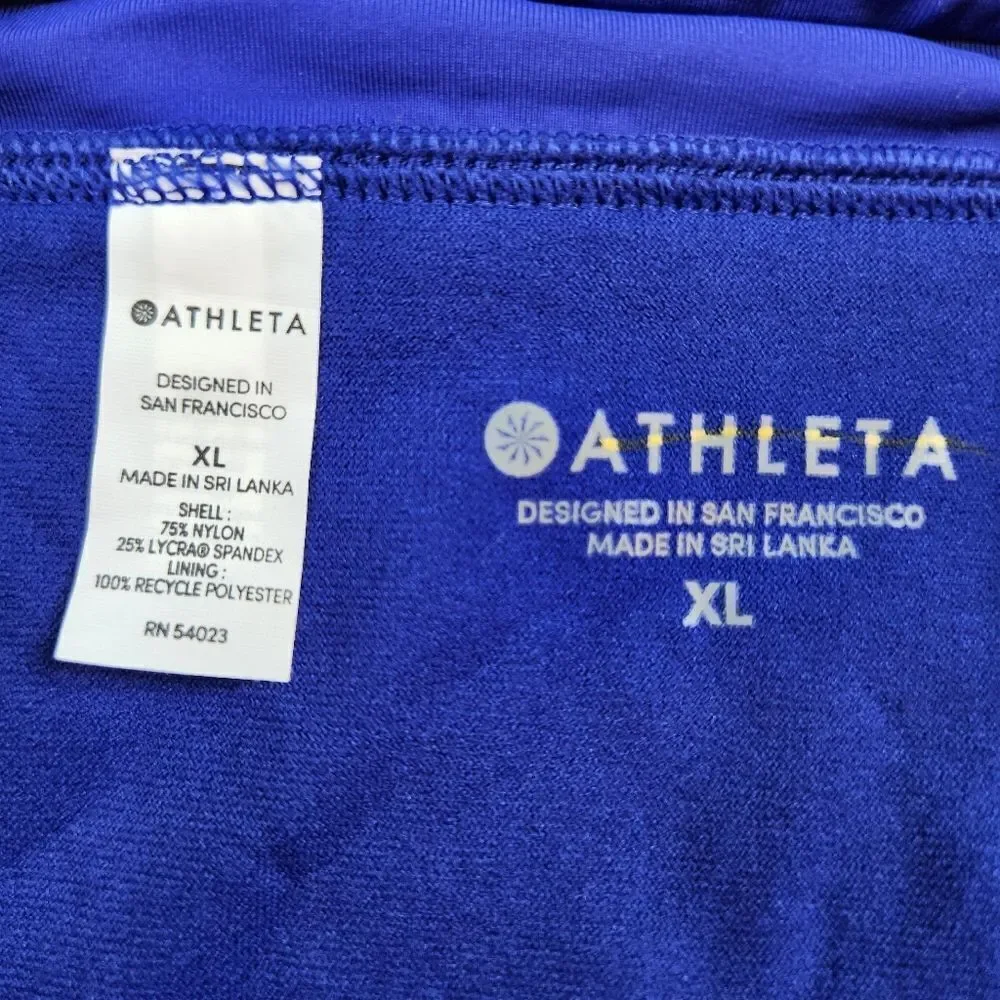 NWT Athleta Blue High Neck Keyhole Bikini Side Tie Bottom Sz XL
